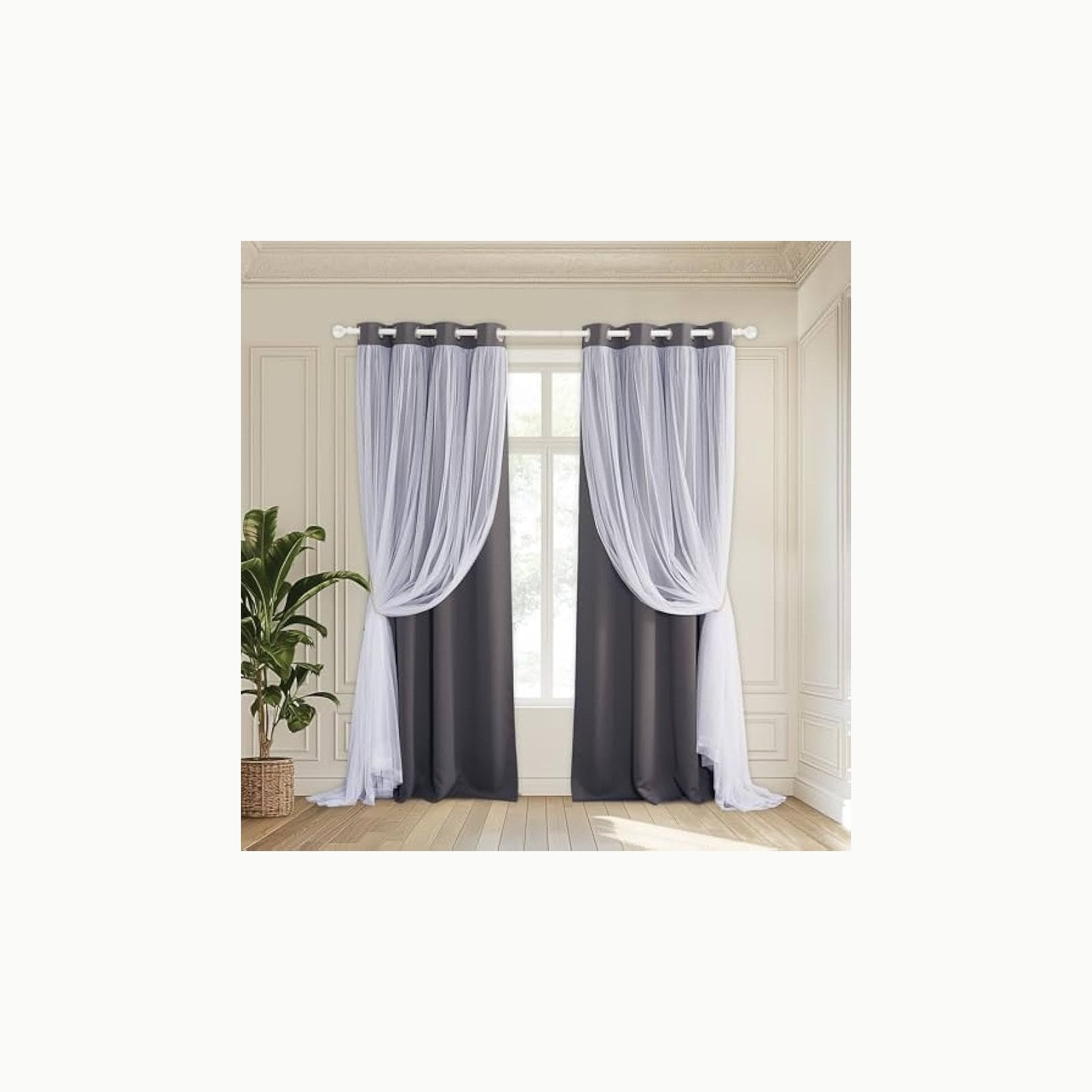 PONY DANCE Cortinas Cocina para Ventanas, Visillos Translucidas con Oj