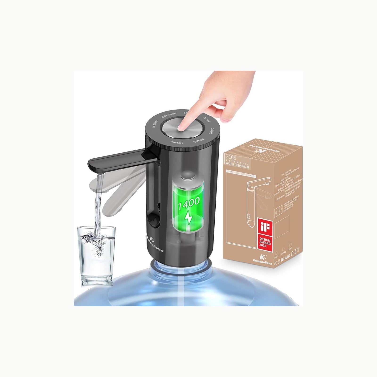 KitchenBoss-Dispensador de Agua Electrico-Bomba Agua Garrafa: