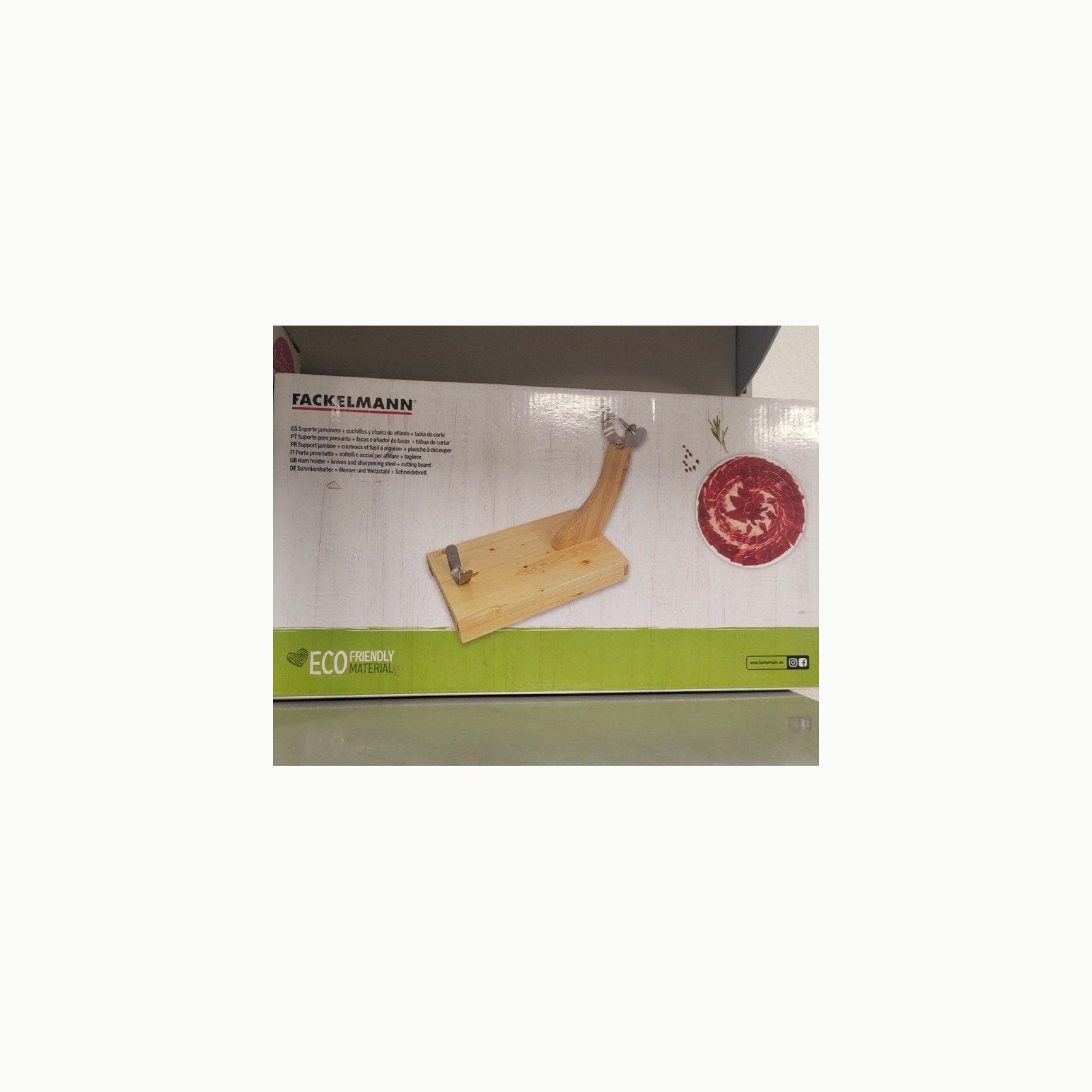 Fackelmann Soporte Jamonero con Cajón Extraíble con Cuchillo Jamonero,