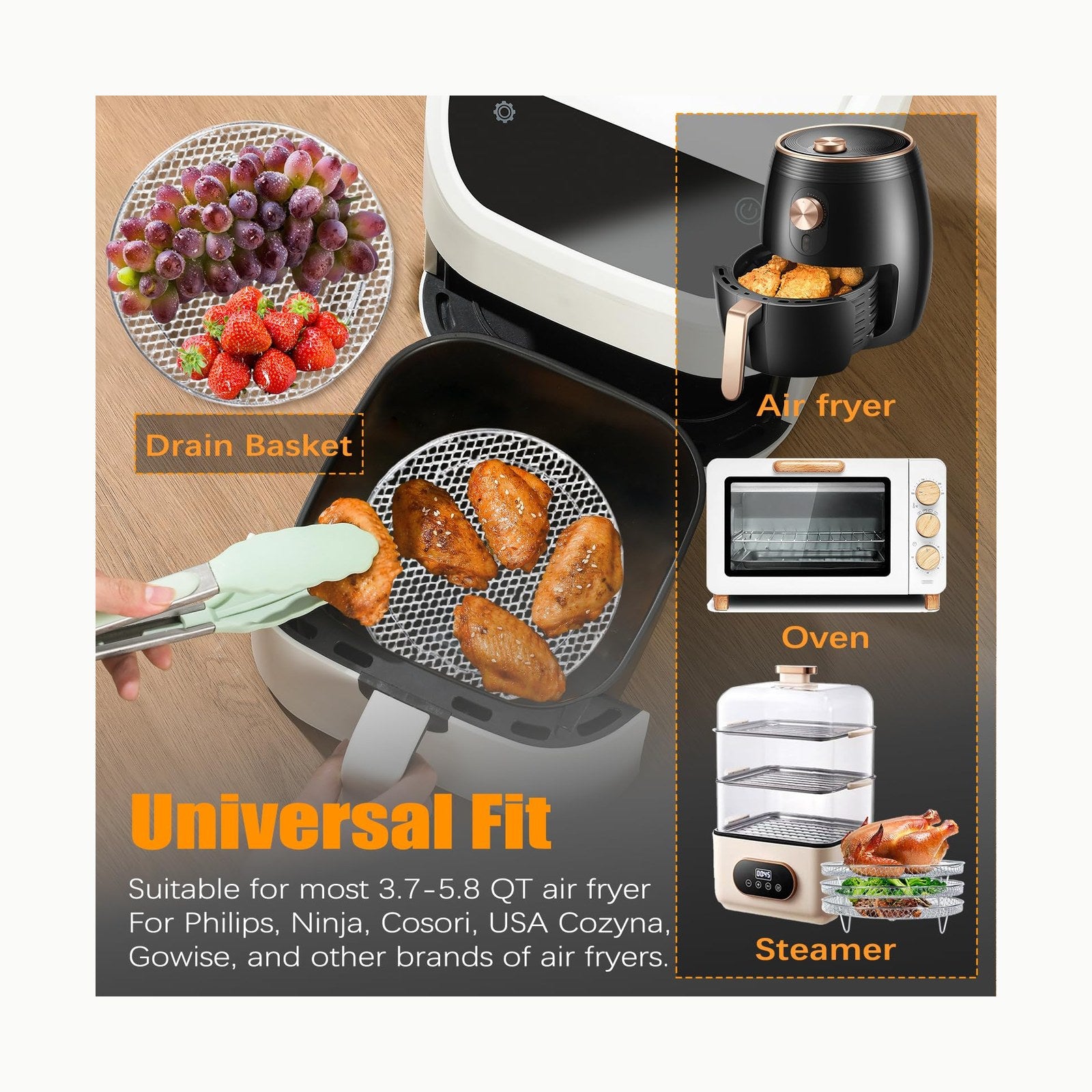 Melearch 3 Pezzi Accessori Friggitrice ad Aria da 7,8 Pollici, Griglia