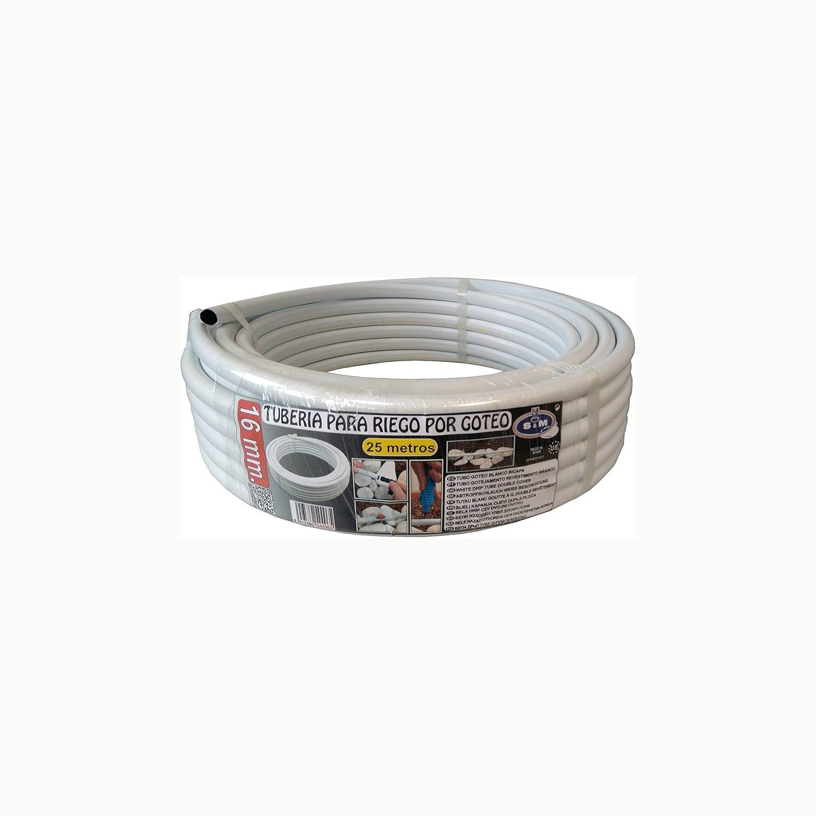 S&M 544965 Tubería de Goteo bicapa 16 mm x 25 Metros, Blanco, 41x41x12